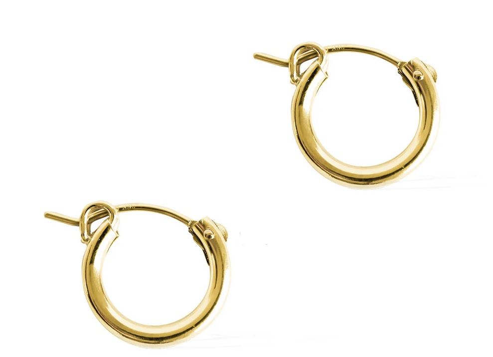 Gold hoop earing